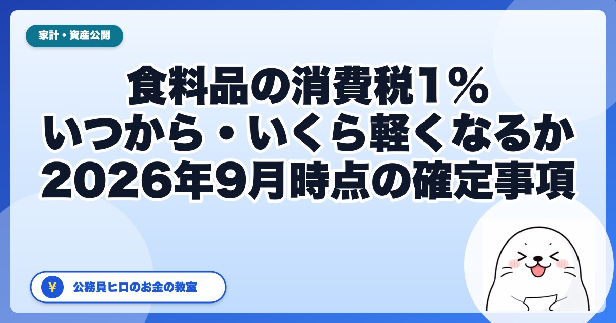 食料品の消費税1%はいつから?|2026年9月時点で「決まったこと」と「まだ決まっていないこと」を分けて、家計への効き方を試算